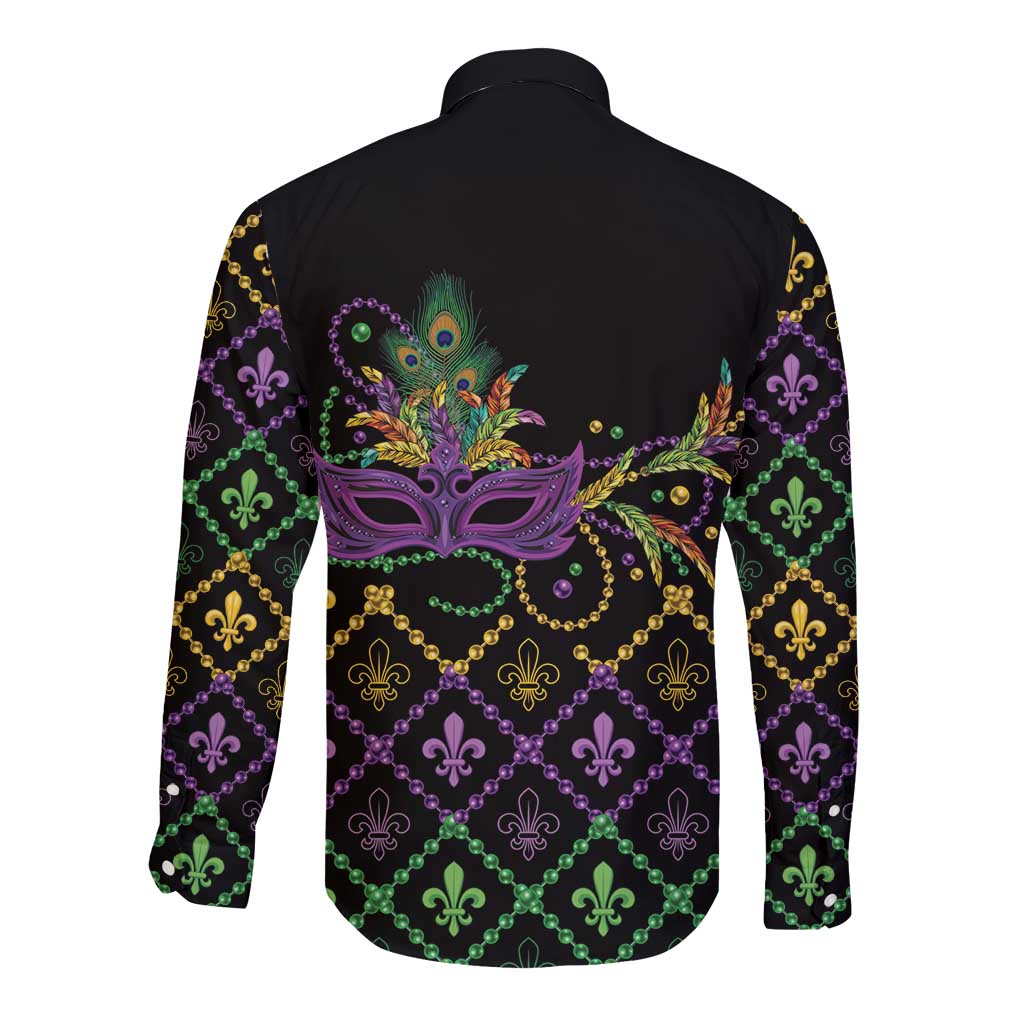 Mardi Gras Carnival Long Sleeve Button Shirt Geometric Pattern Vintage