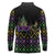 Mardi Gras Carnival Long Sleeve Polo Shirt Geometric Pattern Vintage - Wonder Print Shop