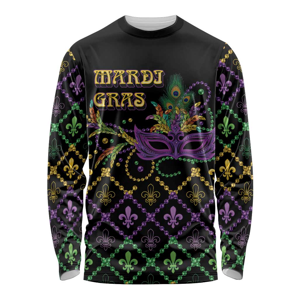Mardi Gras Carnival Long Sleeve Shirt Geometric Pattern Vintage - Wonder Print Shop