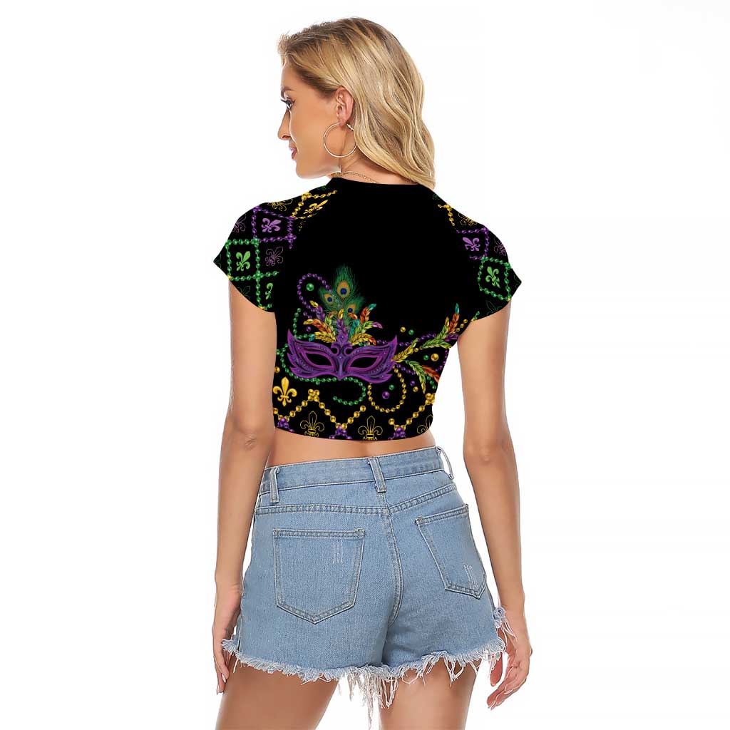 Mardi Gras Carnival Raglan Cropped T Shirt Geometric Pattern Vintage - Wonder Print Shop