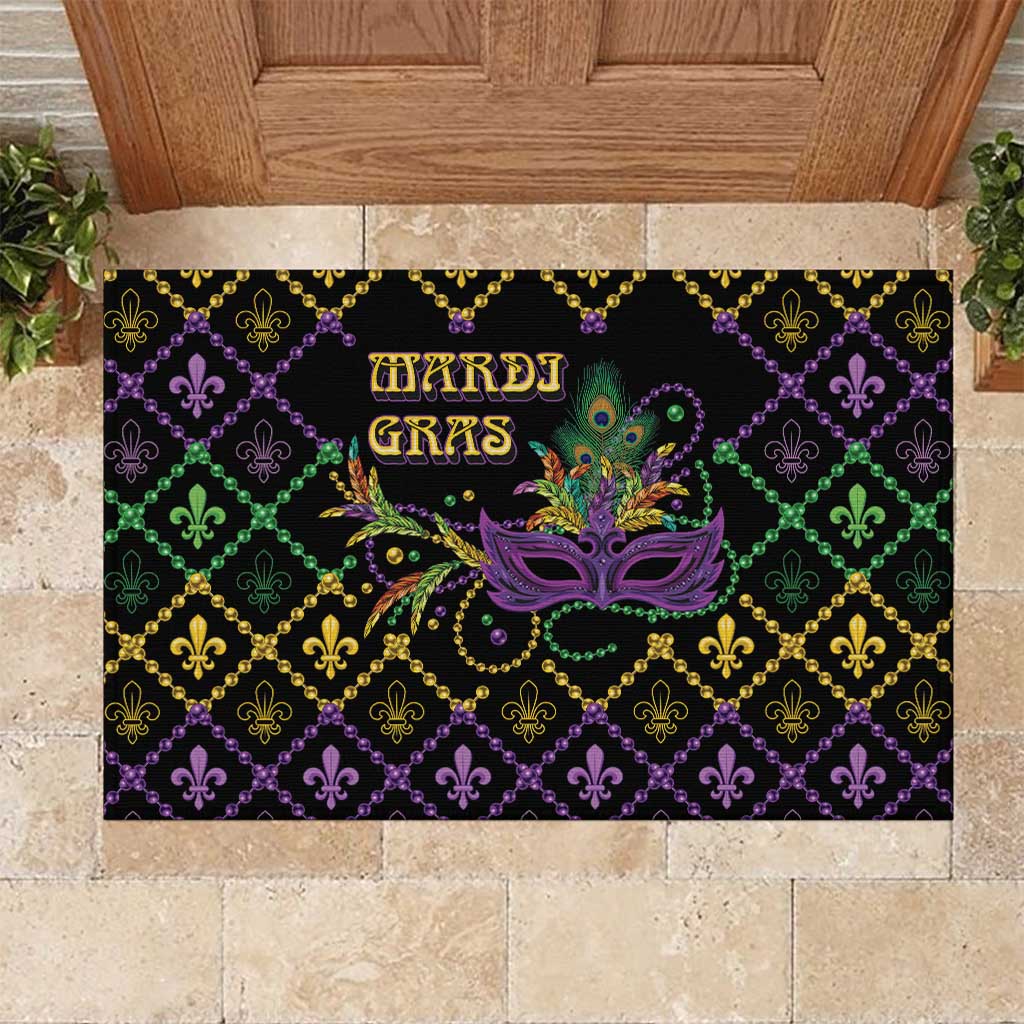 Mardi Gras Carnival Rubber Doormat Geometric Pattern Vintage - Wonder Print Shop