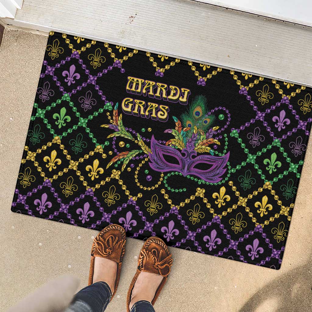 Mardi Gras Carnival Rubber Doormat Geometric Pattern Vintage - Wonder Print Shop