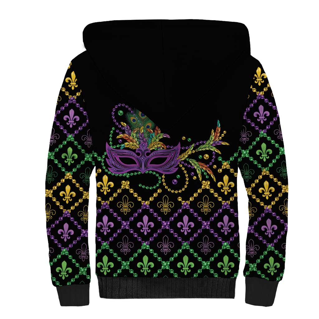 Mardi Gras Carnival Sherpa Hoodie Geometric Pattern Vintage - Wonder Print Shop