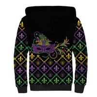 Mardi Gras Carnival Sherpa Hoodie Geometric Pattern Vintage - Wonder Print Shop