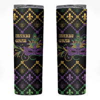 Mardi Gras Carnival Skinny Tumbler Geometric Pattern Vintage - Wonder Print Shop