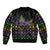 Mardi Gras Carnival Sleeve Zip Bomber Jacket Geometric Pattern Vintage - Wonder Print Shop
