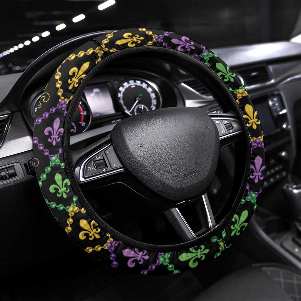 Mardi Gras Carnival Steering Wheel Cover Geometric Pattern Vintage - Wonder Print Shop