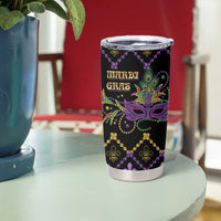 Mardi Gras Carnival Tumbler Cup Geometric Pattern Vintage - Wonder Print Shop