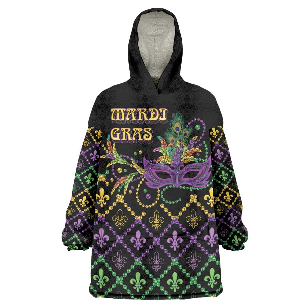 Mardi Gras Carnival Wearable Blanket Hoodie Geometric Pattern Vintage - Wonder Print Shop