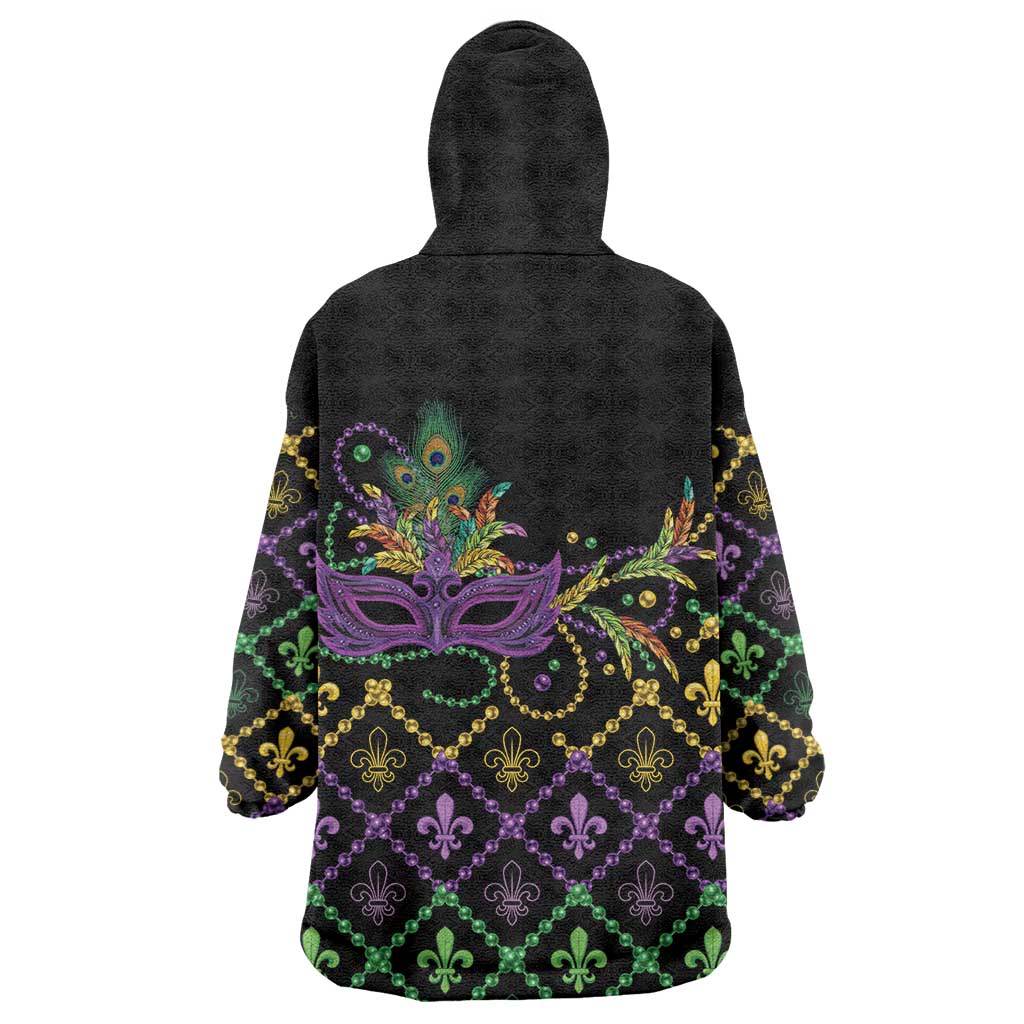 Mardi Gras Carnival Wearable Blanket Hoodie Geometric Pattern Vintage - Wonder Print Shop