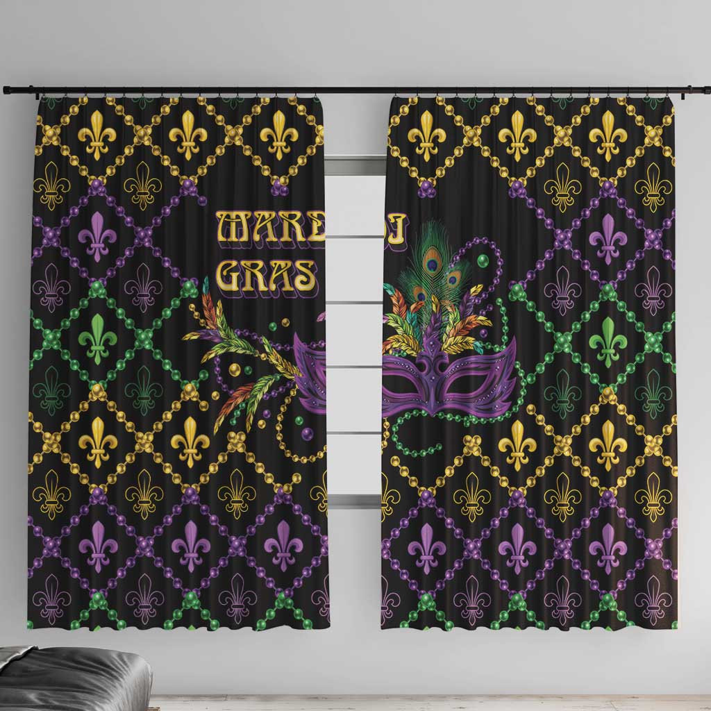 Mardi Gras Carnival Window Curtain Geometric Pattern Vintage - Wonder Print Shop