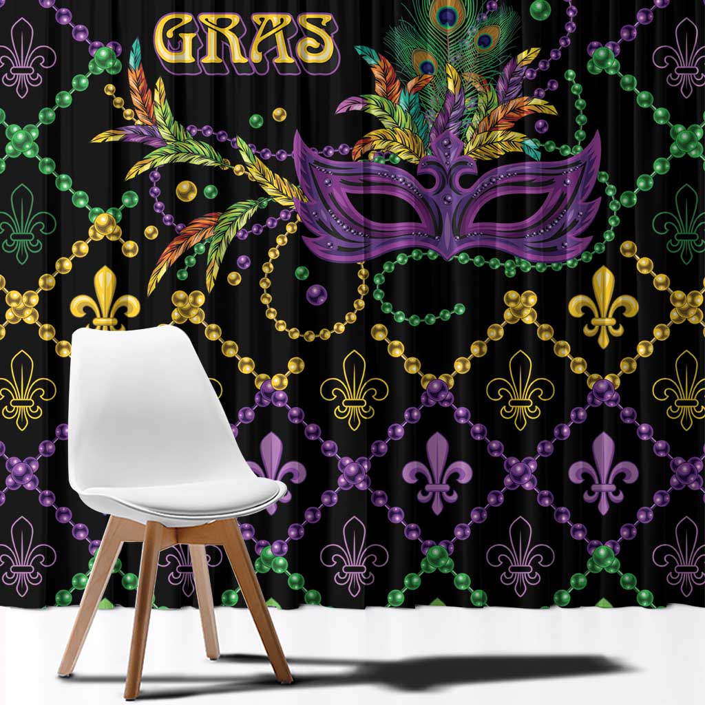 Mardi Gras Carnival Window Curtain Geometric Pattern Vintage - Wonder Print Shop