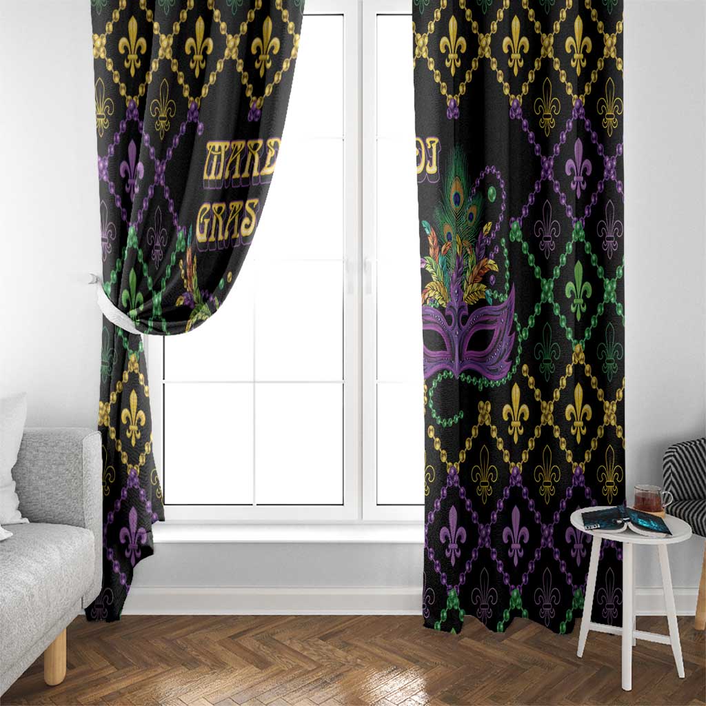 Mardi Gras Carnival Window Curtain Geometric Pattern Vintage - Wonder Print Shop