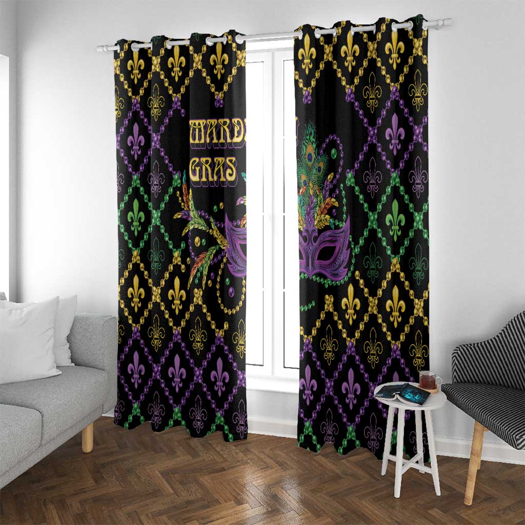 Mardi Gras Carnival Window Curtain Geometric Pattern Vintage - Wonder Print Shop