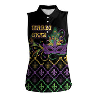Mardi Gras Carnival Women Sleeveless Polo Shirt Geometric Pattern Vintage - Wonder Print Shop