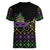 Mardi Gras Carnival Women V-Neck T-Shirt Geometric Pattern Vintage - Wonder Print Shop