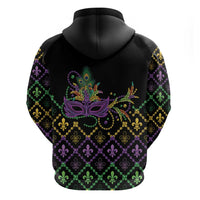 Mardi Gras Carnival Zip Hoodie Geometric Pattern Vintage - Wonder Print Shop