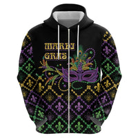Mardi Gras Carnival Zip Hoodie Geometric Pattern Vintage - Wonder Print Shop