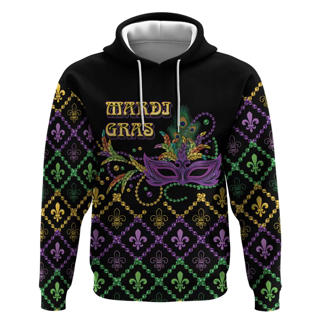 Mardi Gras Carnival Zip Hoodie Geometric Pattern Vintage - Wonder Print Shop