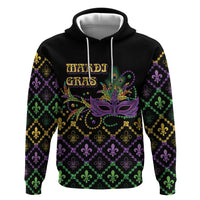 Mardi Gras Carnival Zip Hoodie Geometric Pattern Vintage - Wonder Print Shop