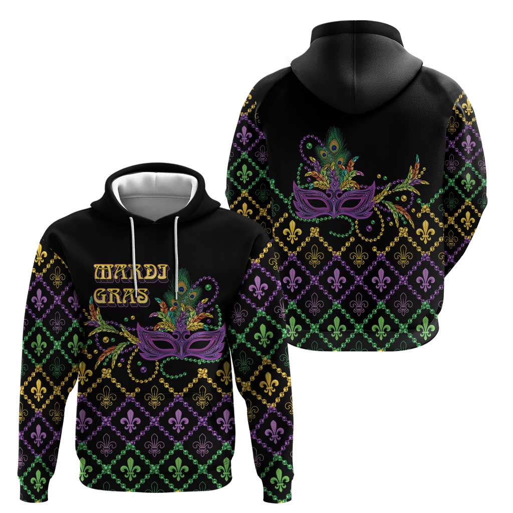 Mardi Gras Carnival Zip Hoodie Geometric Pattern Vintage - Wonder Print Shop