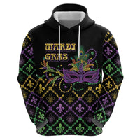 Mardi Gras Carnival Zip Hoodie Geometric Pattern Vintage - Wonder Print Shop