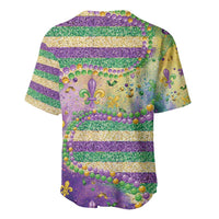 Mardi Gras Fleur De Lis Baseball Jersey With Beads Glitter Pattern