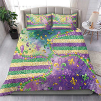 Mardi Gras Fleur De Lis Bedding Set With Beads Glitter Pattern