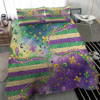 Mardi Gras Fleur De Lis Bedding Set With Beads Glitter Pattern