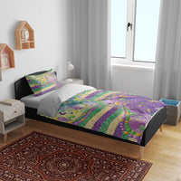 Mardi Gras Fleur De Lis Bedding Set With Beads Glitter Pattern