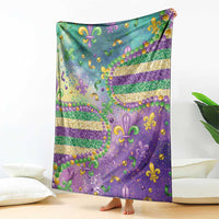 Mardi Gras Fleur De Lis Blanket With Beads Glitter Pattern