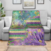 Mardi Gras Fleur De Lis Blanket With Beads Glitter Pattern