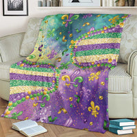 Mardi Gras Fleur De Lis Blanket With Beads Glitter Pattern