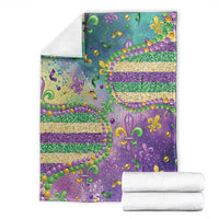 Mardi Gras Fleur De Lis Blanket With Beads Glitter Pattern