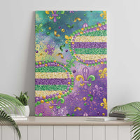 Mardi Gras Fleur De Lis Canvas Wall Art With Beads Glitter Pattern