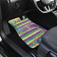 Mardi Gras Fleur De Lis Car Mats With Beads Glitter Pattern