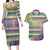Mardi Gras Fleur De Lis Couples Matching Long Sleeve Bodycon Dress and Hawaiian Shirt With Beads Glitter Pattern