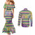 Mardi Gras Fleur De Lis Couples Matching Mermaid Dress and Long Sleeve Button Shirt With Beads Glitter Pattern