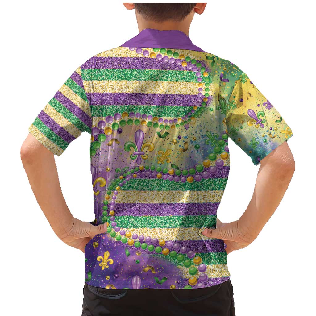 Mardi Gras Fleur De Lis Family Matching Mermaid Dress and Hawaiian Shirt With Beads Glitter Pattern LT9 - Wonder Print Shop