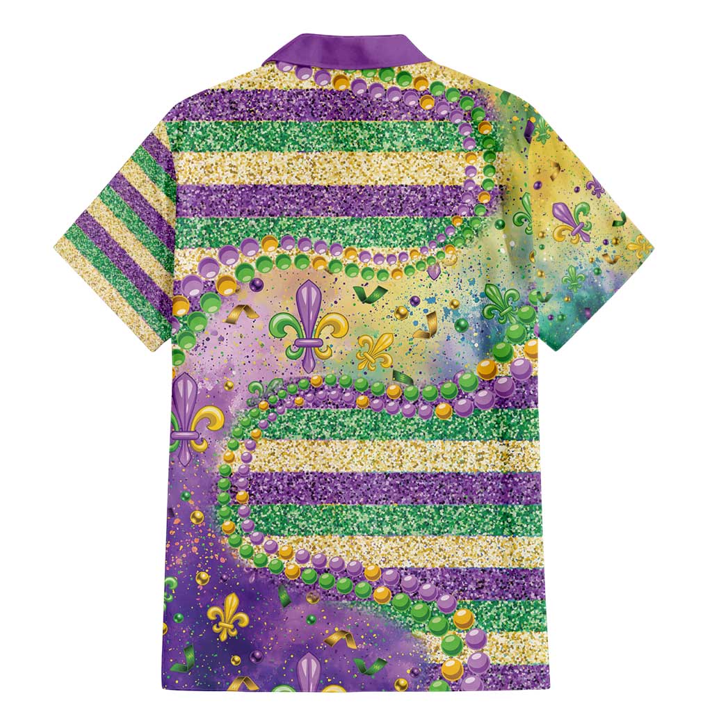Mardi Gras Fleur De Lis Family Matching Mermaid Dress and Hawaiian Shirt With Beads Glitter Pattern LT9 - Wonder Print Shop