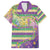 Mardi Gras Fleur De Lis Family Matching Off The Shoulder Long Sleeve Dress and Hawaiian Shirt With Beads Glitter Pattern
