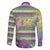 Mardi Gras Fleur De Lis Family Matching Off The Shoulder Long Sleeve Dress and Hawaiian Shirt With Beads Glitter Pattern