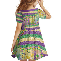 Mardi Gras Fleur De Lis Family Matching Puletasi and Hawaiian Shirt With Beads Glitter Pattern