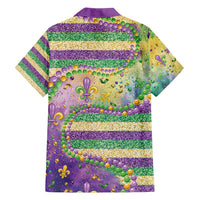 Mardi Gras Fleur De Lis Family Matching Puletasi and Hawaiian Shirt With Beads Glitter Pattern