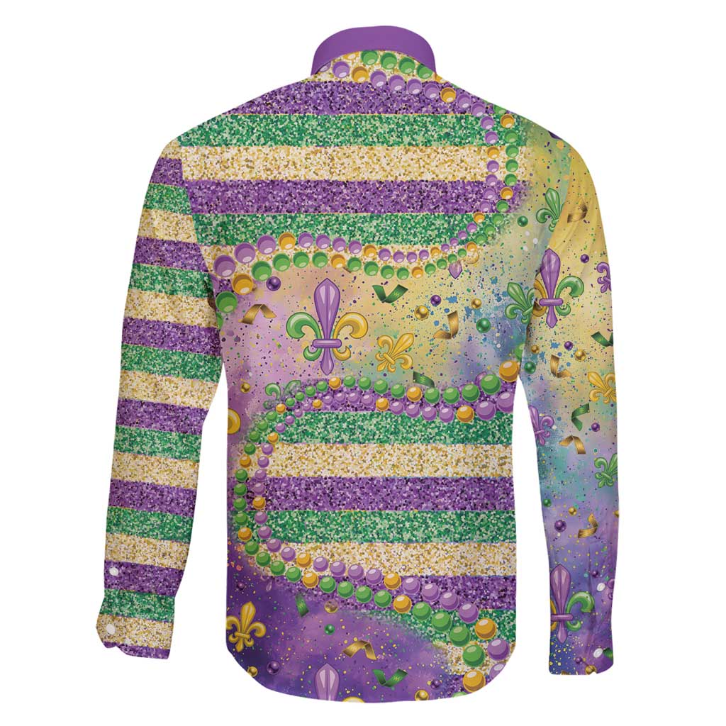 Mardi Gras Fleur De Lis Family Matching Puletasi and Hawaiian Shirt With Beads Glitter Pattern