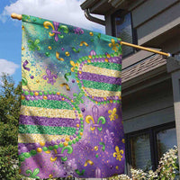 Mardi Gras Fleur De Lis Garden Flag With Beads Glitter Pattern - Wonder Print Shop