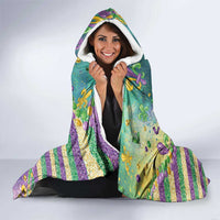 Mardi Gras Fleur De Lis Hooded Blanket With Beads Glitter Pattern - Wonder Print Shop