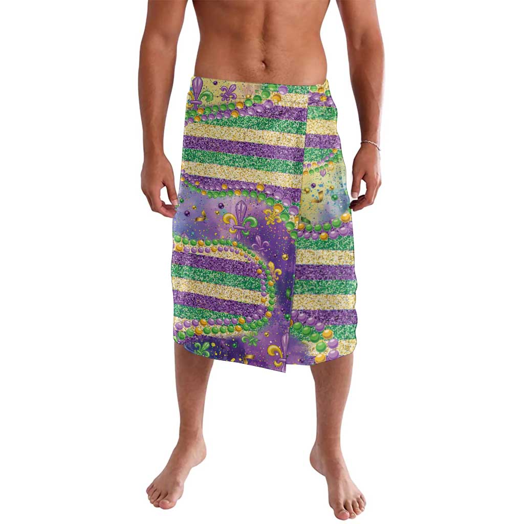Mardi Gras Fleur De Lis Lavalava With Beads Glitter Pattern - Wonder Print Shop