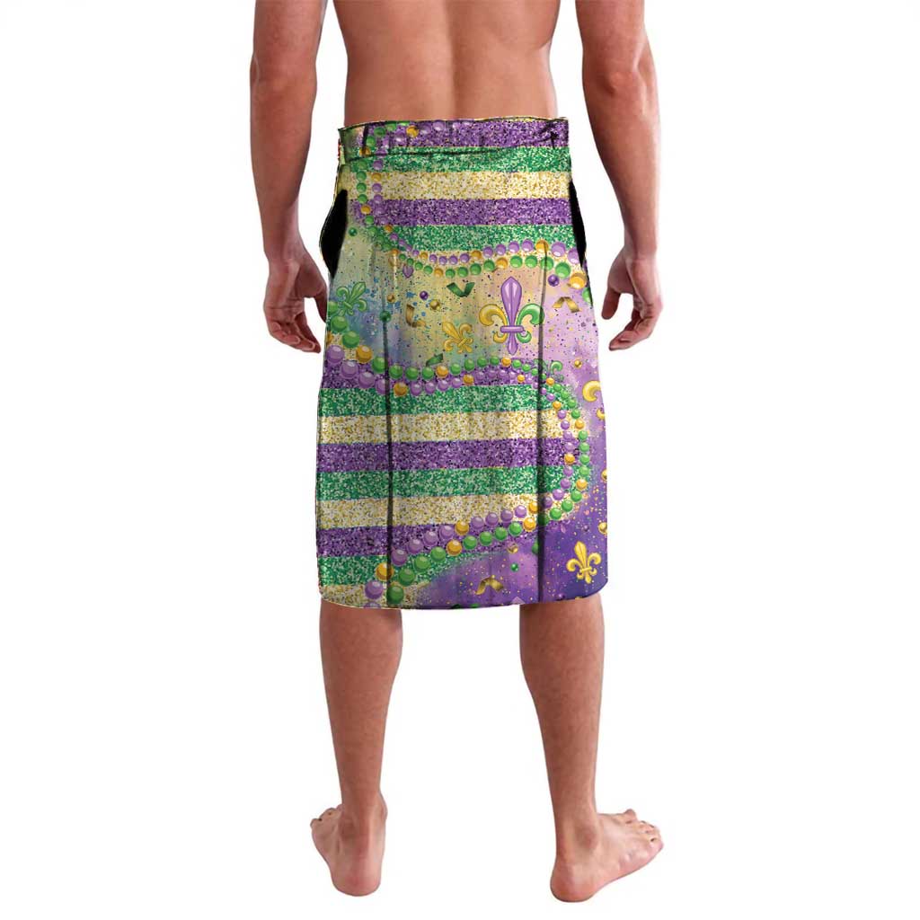 Mardi Gras Fleur De Lis Lavalava With Beads Glitter Pattern - Wonder Print Shop