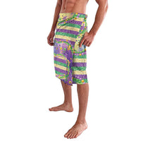Mardi Gras Fleur De Lis Lavalava With Beads Glitter Pattern - Wonder Print Shop